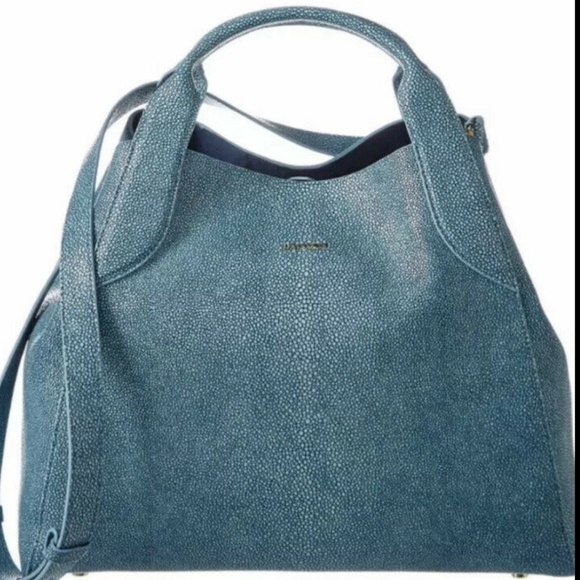 NWT Lanvin Leather Cabas Blue Satchel Shoulder Bag - Picture 1 of 13